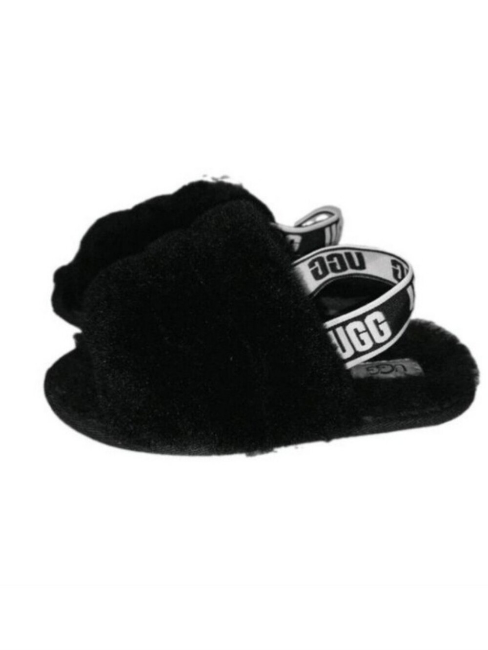 UGG Toddler Fluff Yeah Slide Slippers Black Size 10T/10C